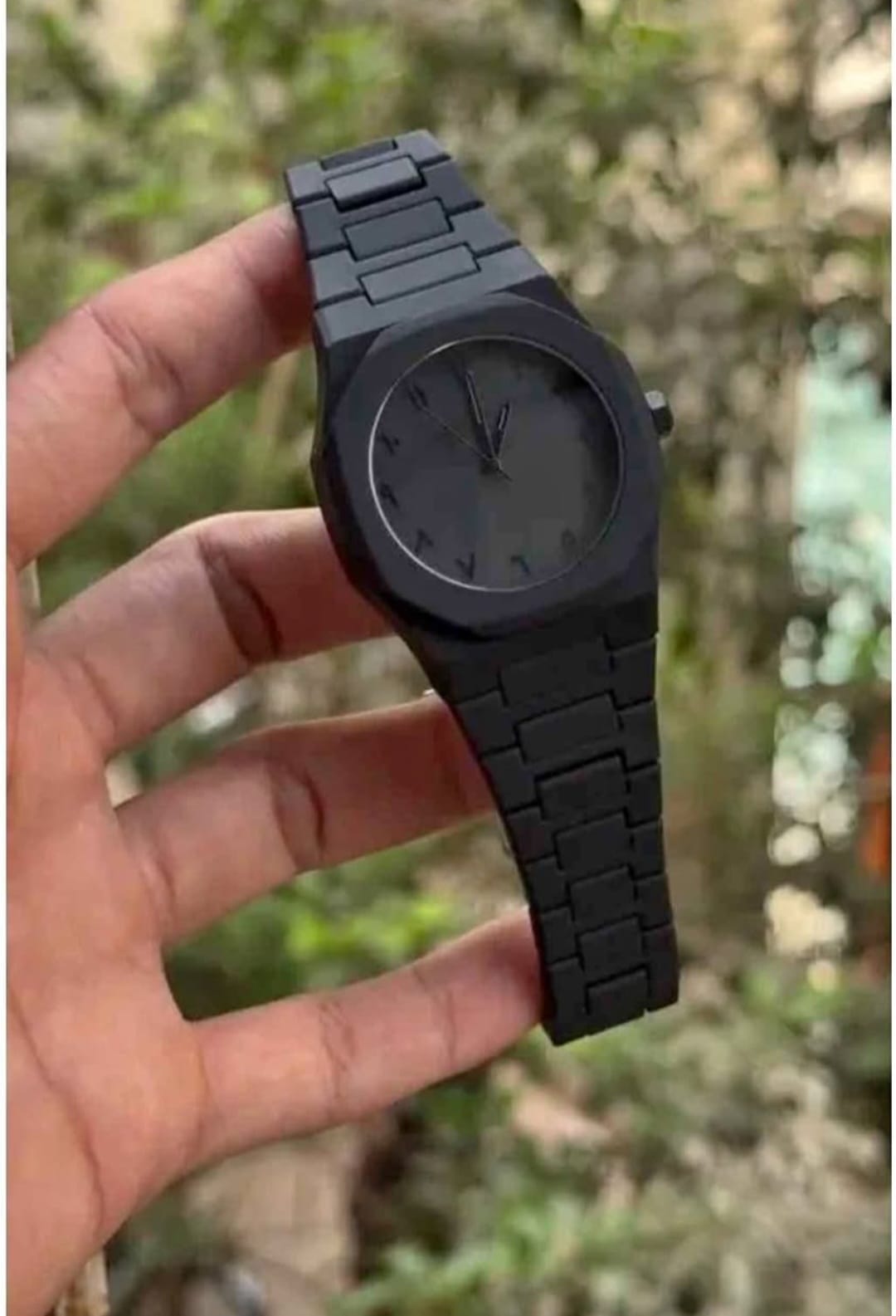 Men’s Luxury Aura Black Arabic Numeral Watch – Matte Black Analog