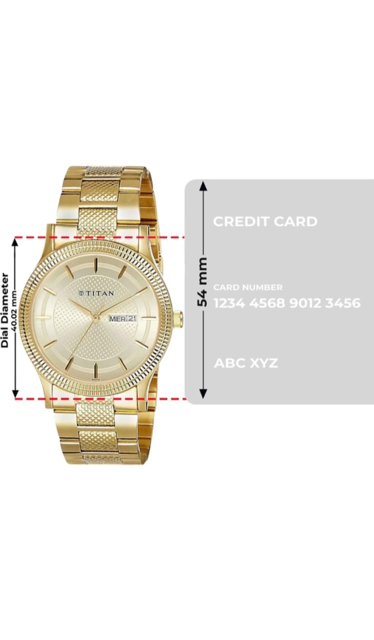 Titan Karishma Champagne Dial Golden Stainless Steel Strap Analog Watch - For Men