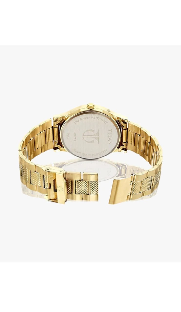 Titan Karishma Champagne Dial Golden Stainless Steel Strap Analog Watch - For Men